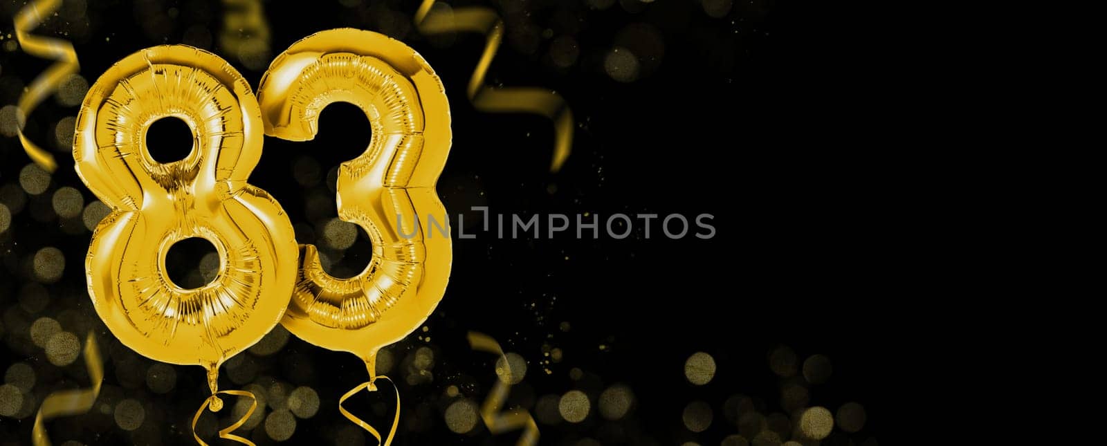 Golden balloons with copy space - Number 83