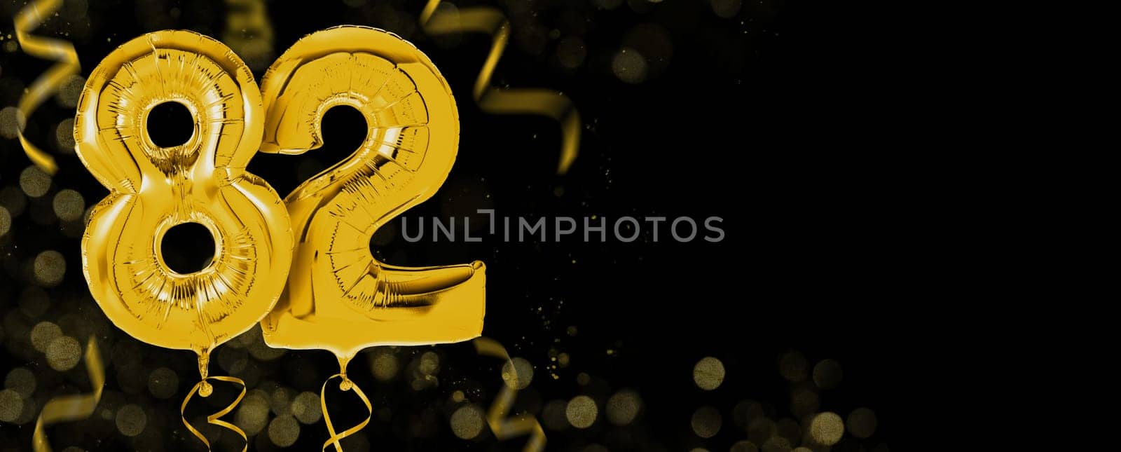 Golden balloons with copy space - Number 82