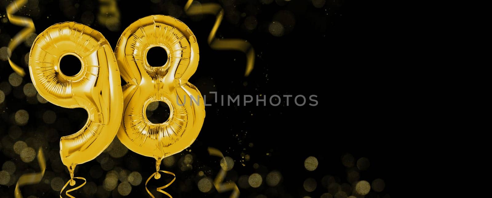 Golden balloons with copy space - Number 98
