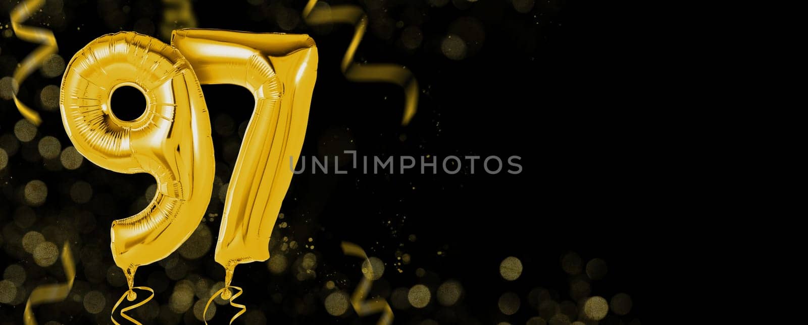 Golden balloons with copy space - Number 97