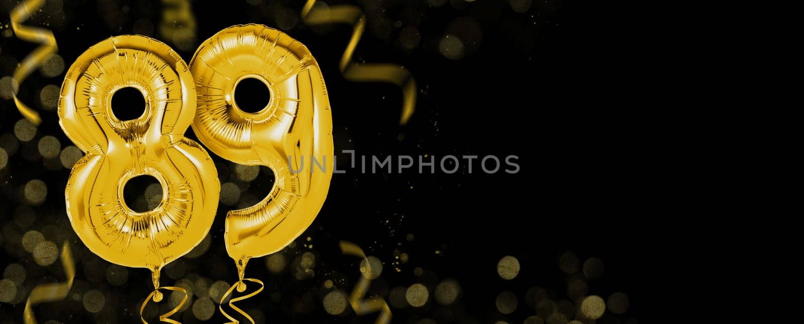 Golden balloons with copy space - Number 89