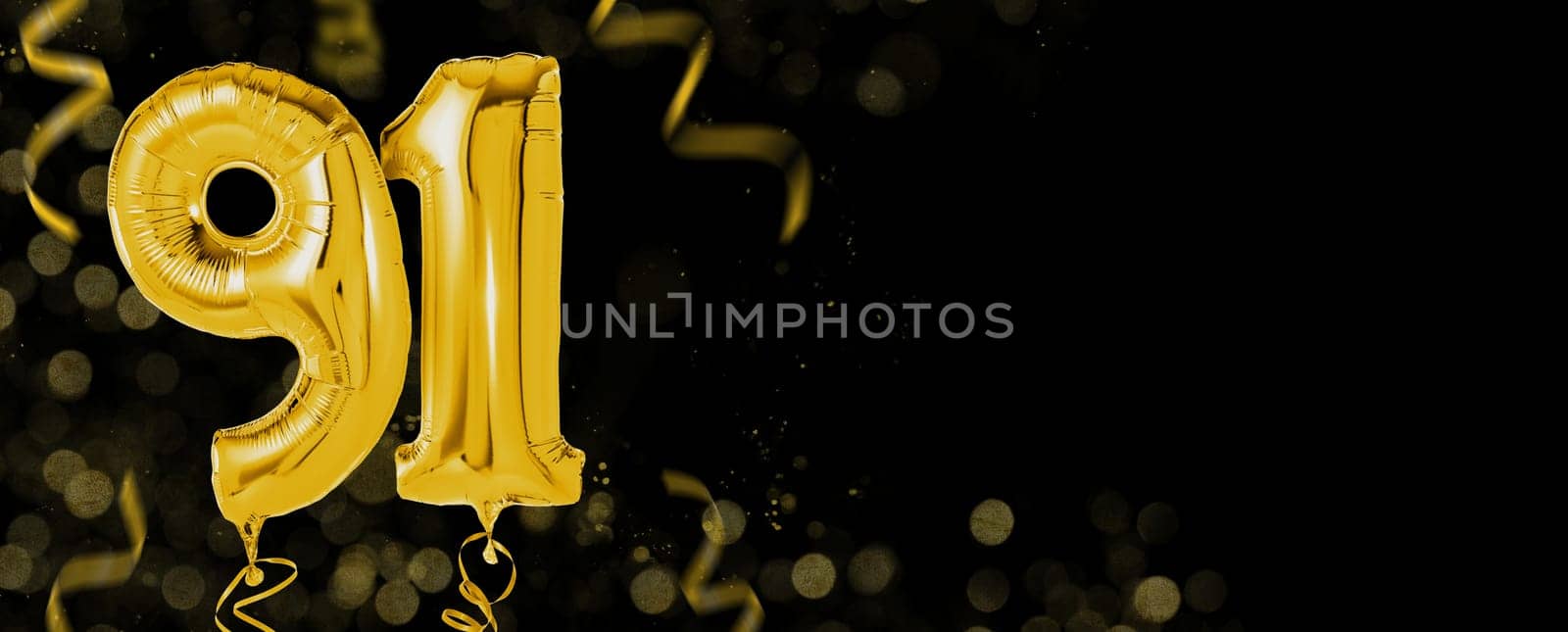 Golden balloons with copy space - Number 91