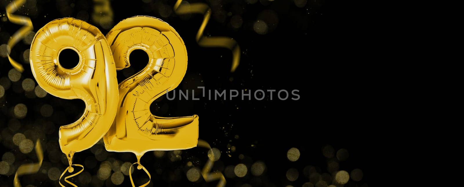 Golden balloons with copy space - Number 92