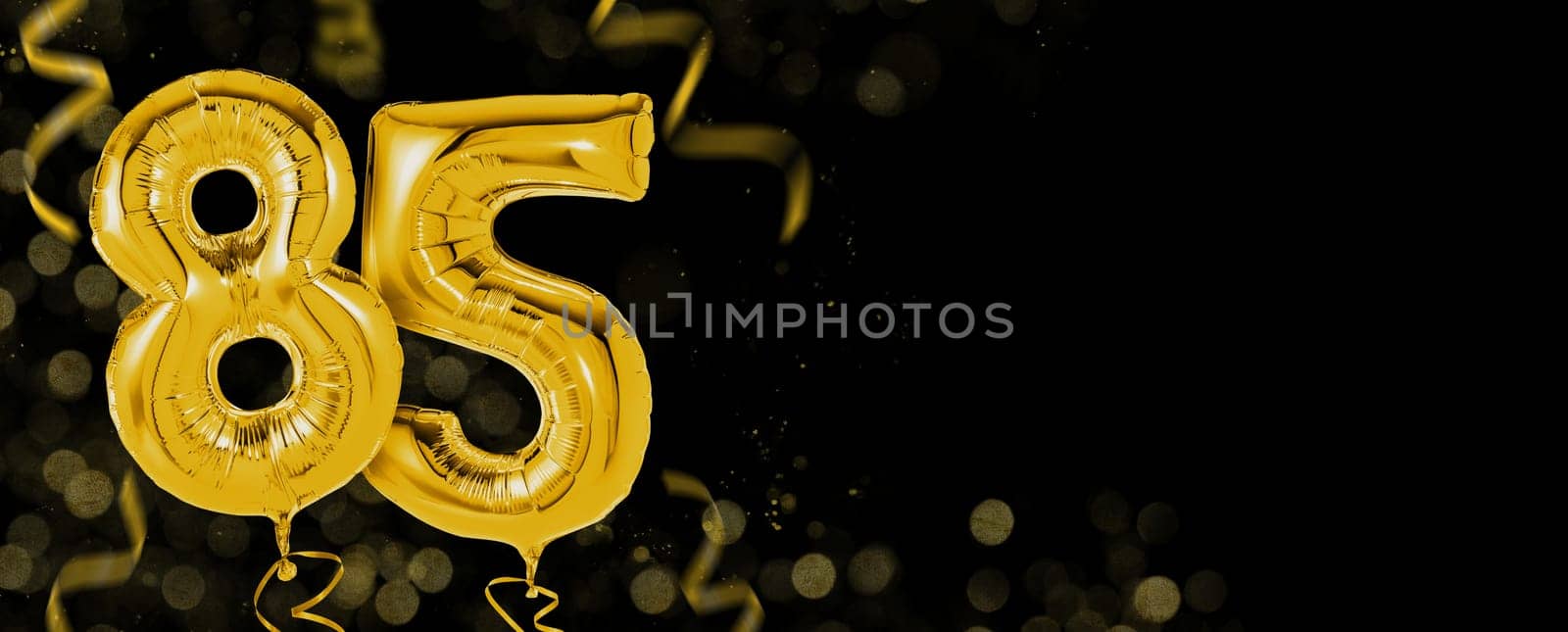Golden balloons with copy space - Number 85