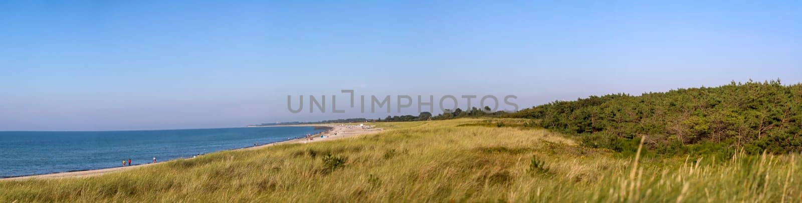 Panorama over the dune landscape on the Baltic Sea coast.