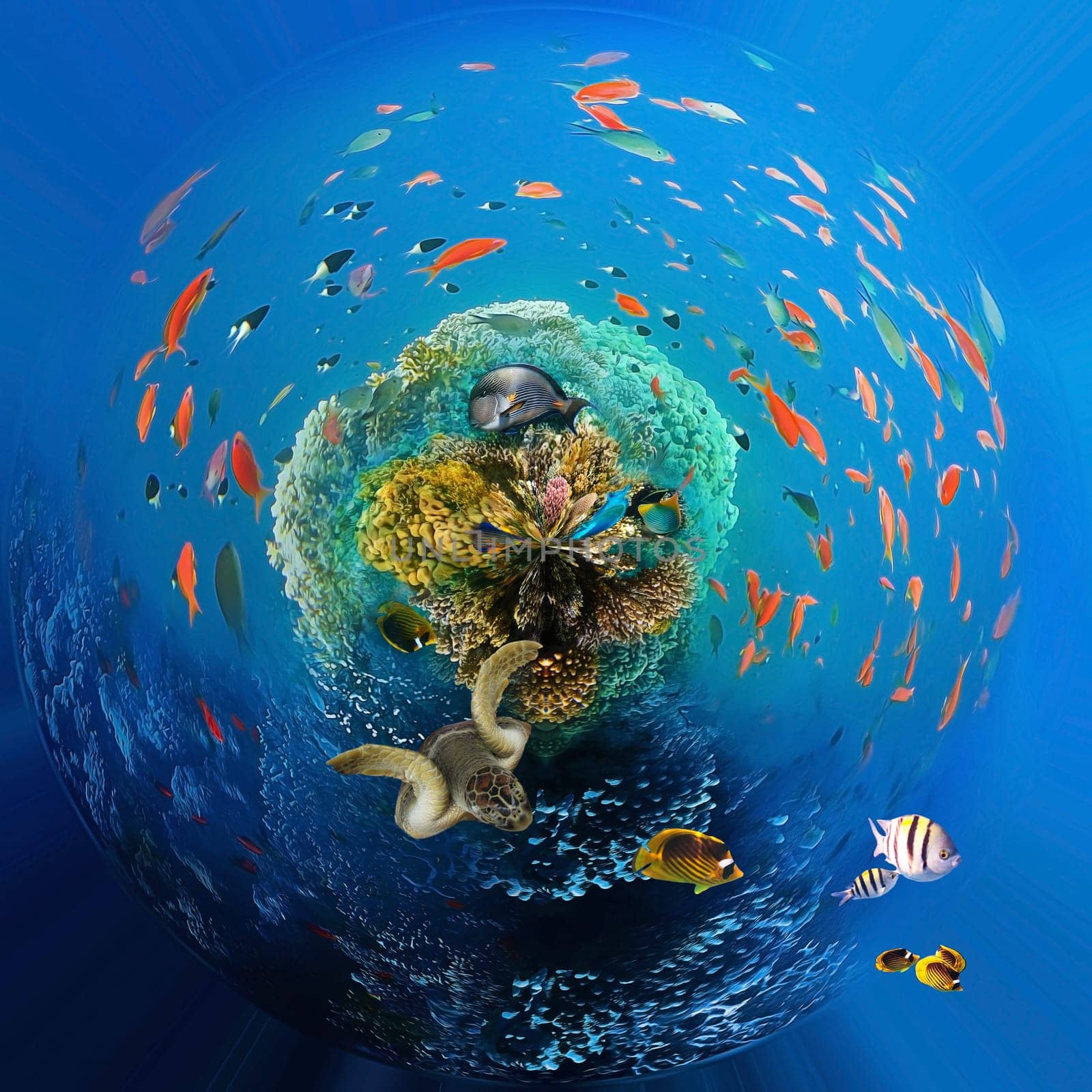 Underwater world. Coral reef and fishes in Red sea at Egypt