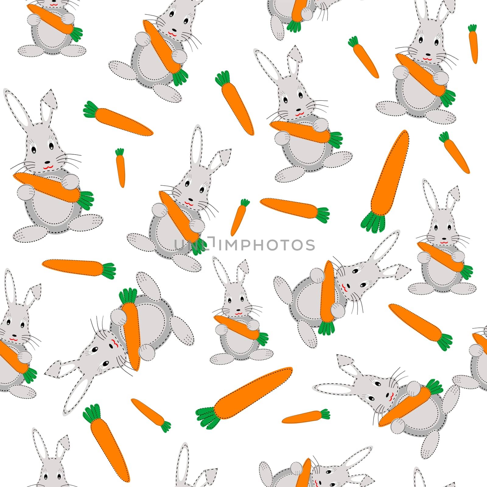 Rabbits and carrots seamless background