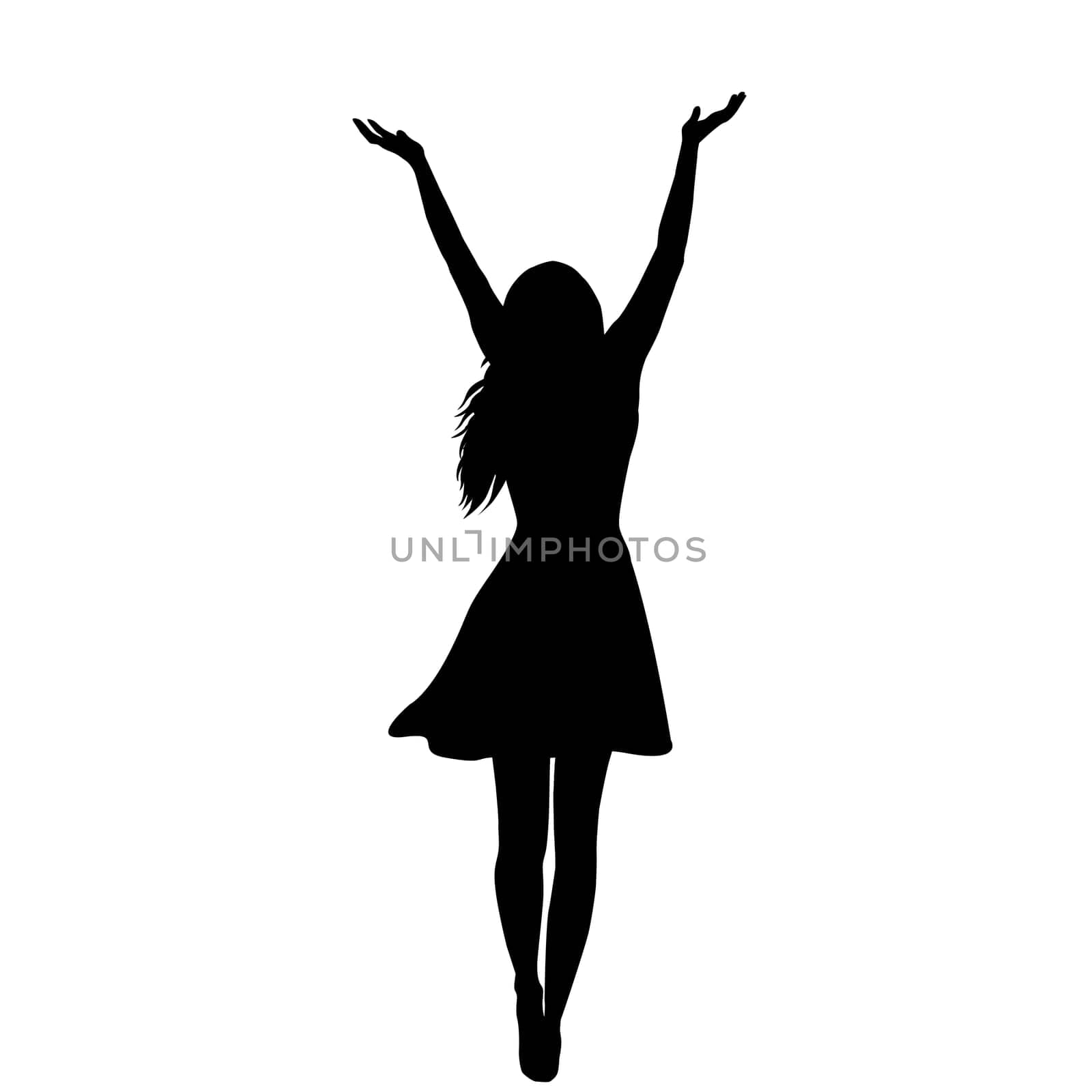 Silhouette of a woman with arms raised enjoy the life