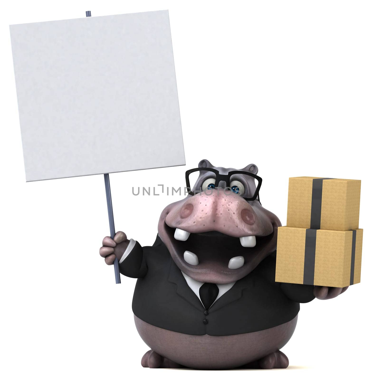 Fun hippo - 3D Illustration