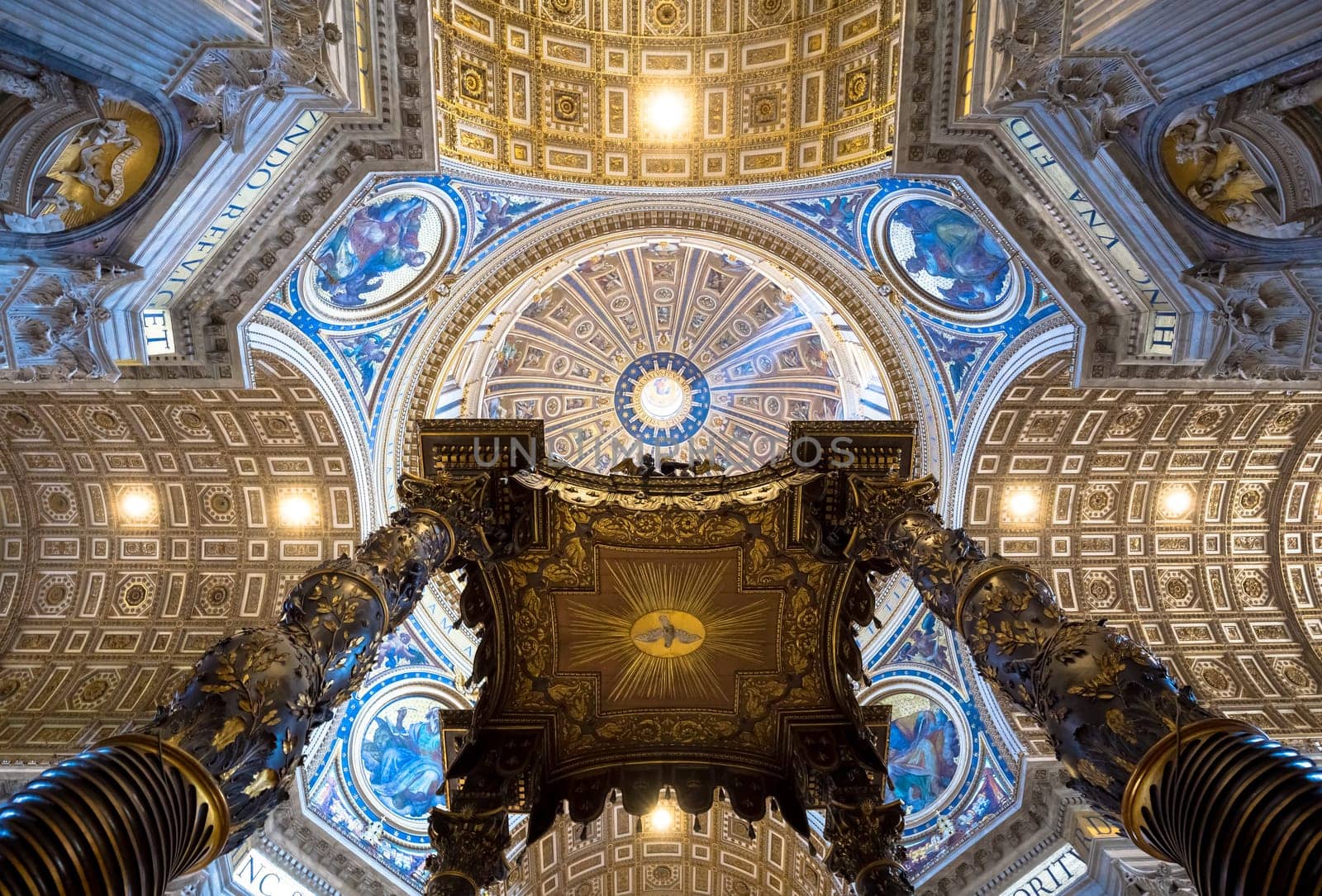 ROME, VATICAN STATE - August 24, 2018: interior of Saint Peter Basilica with cupola detail