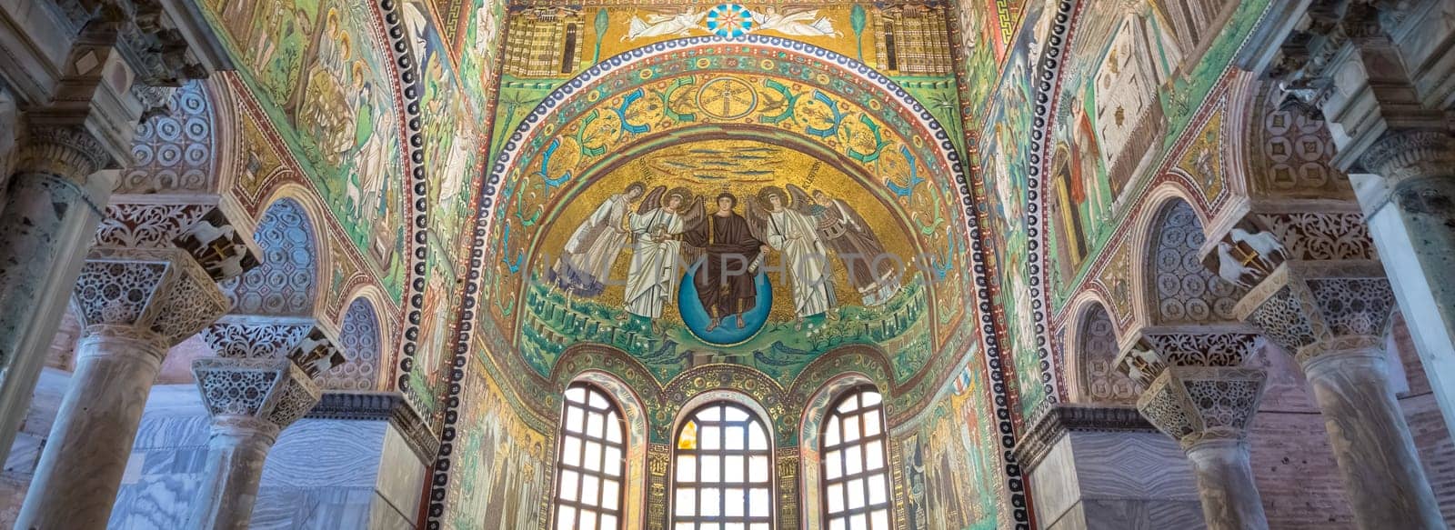 RAVENNA, ITALY - CIRCA AUGUST 2020: historic byzantine mosaic in Saint Vitale Basilica