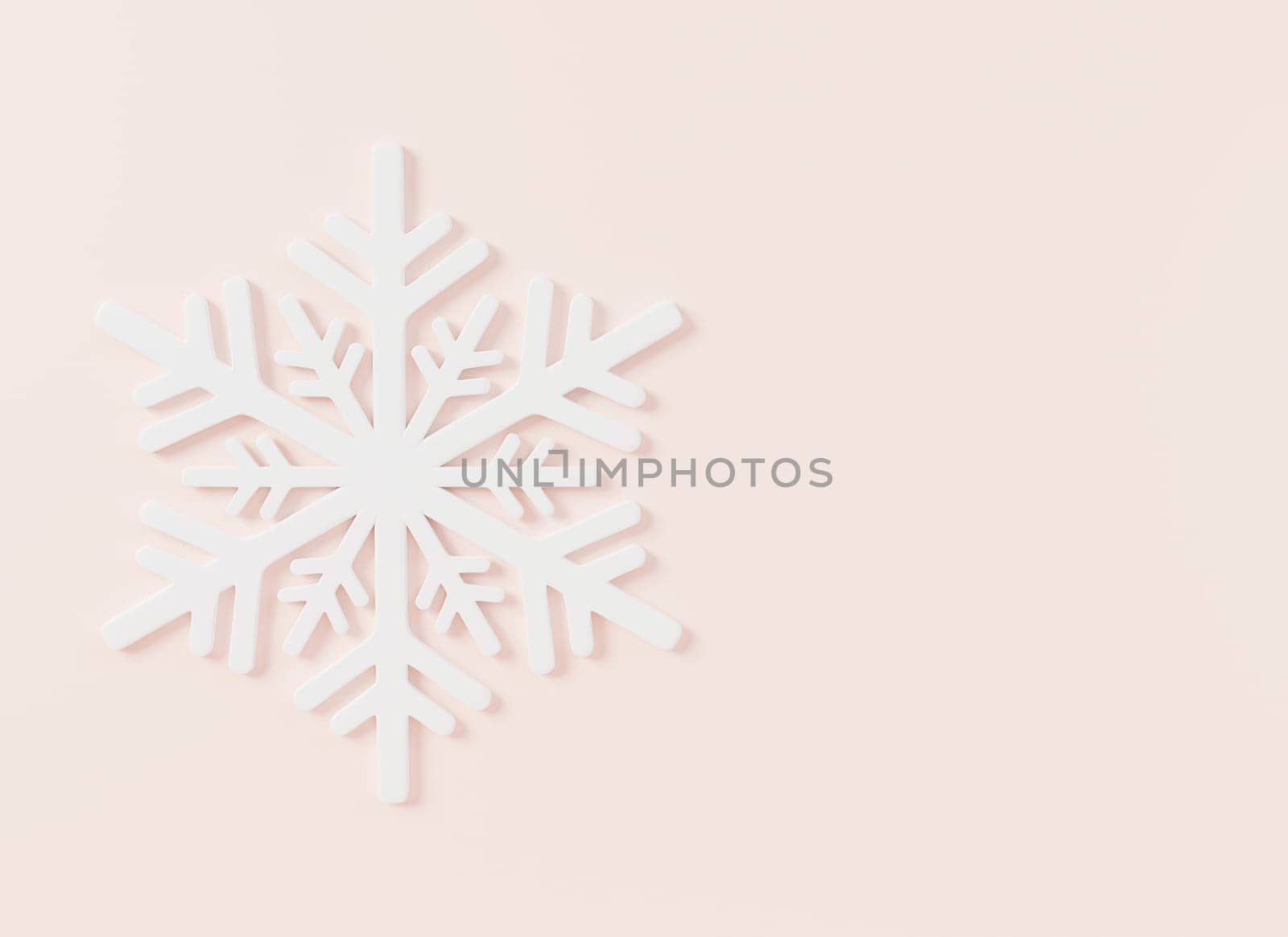 Snowflakes Christmas on pink pastel background, snow flake ice in winter season symbol gift holiday New year and Xmas decoration graphic design elements, 3D rendering illustration