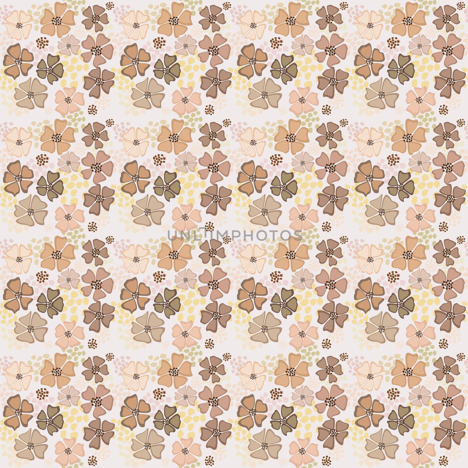 Abstract seamless beige gentle pattern with flowers