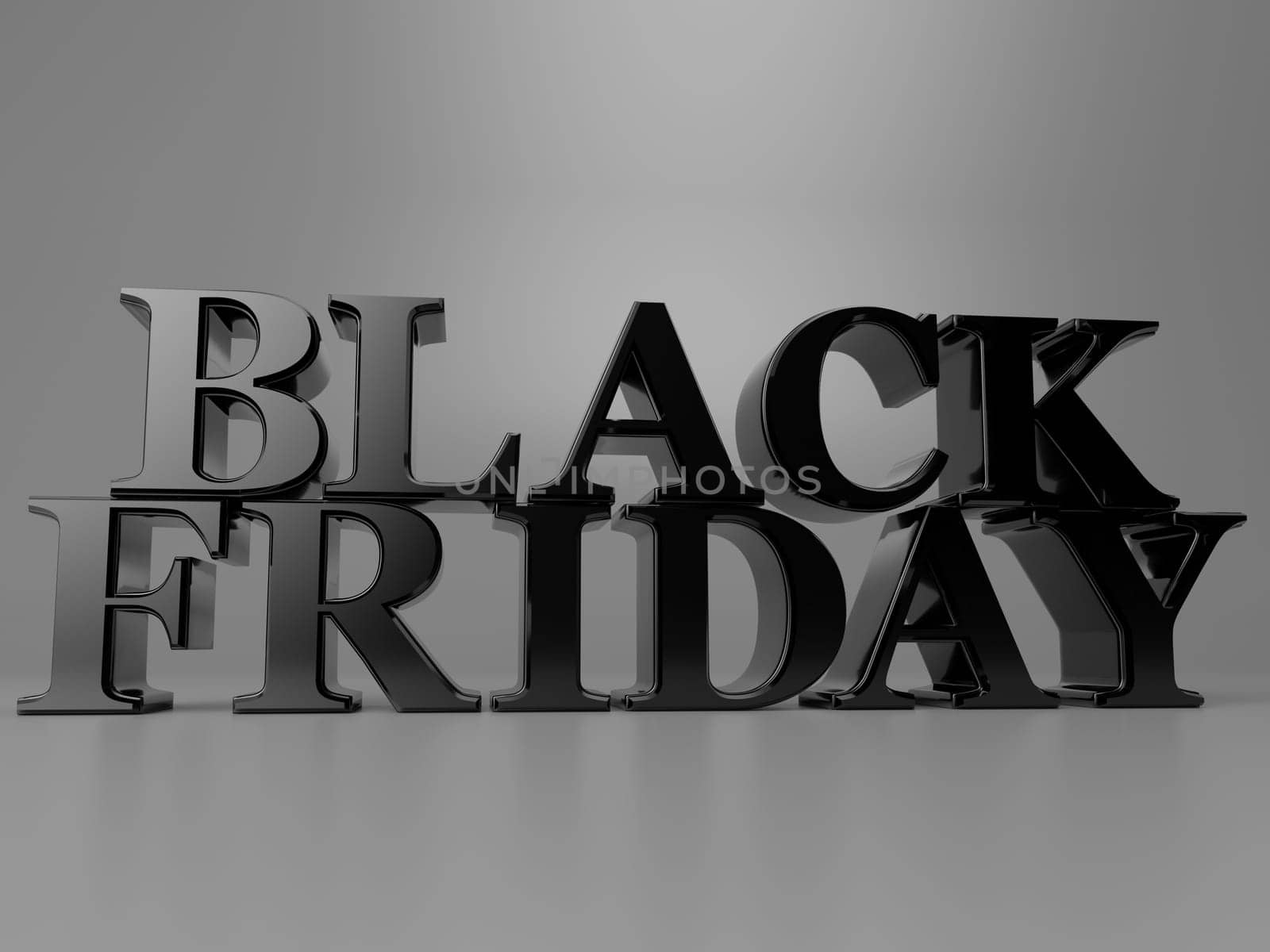 the words Black friday in big letterpress in 3d rendering