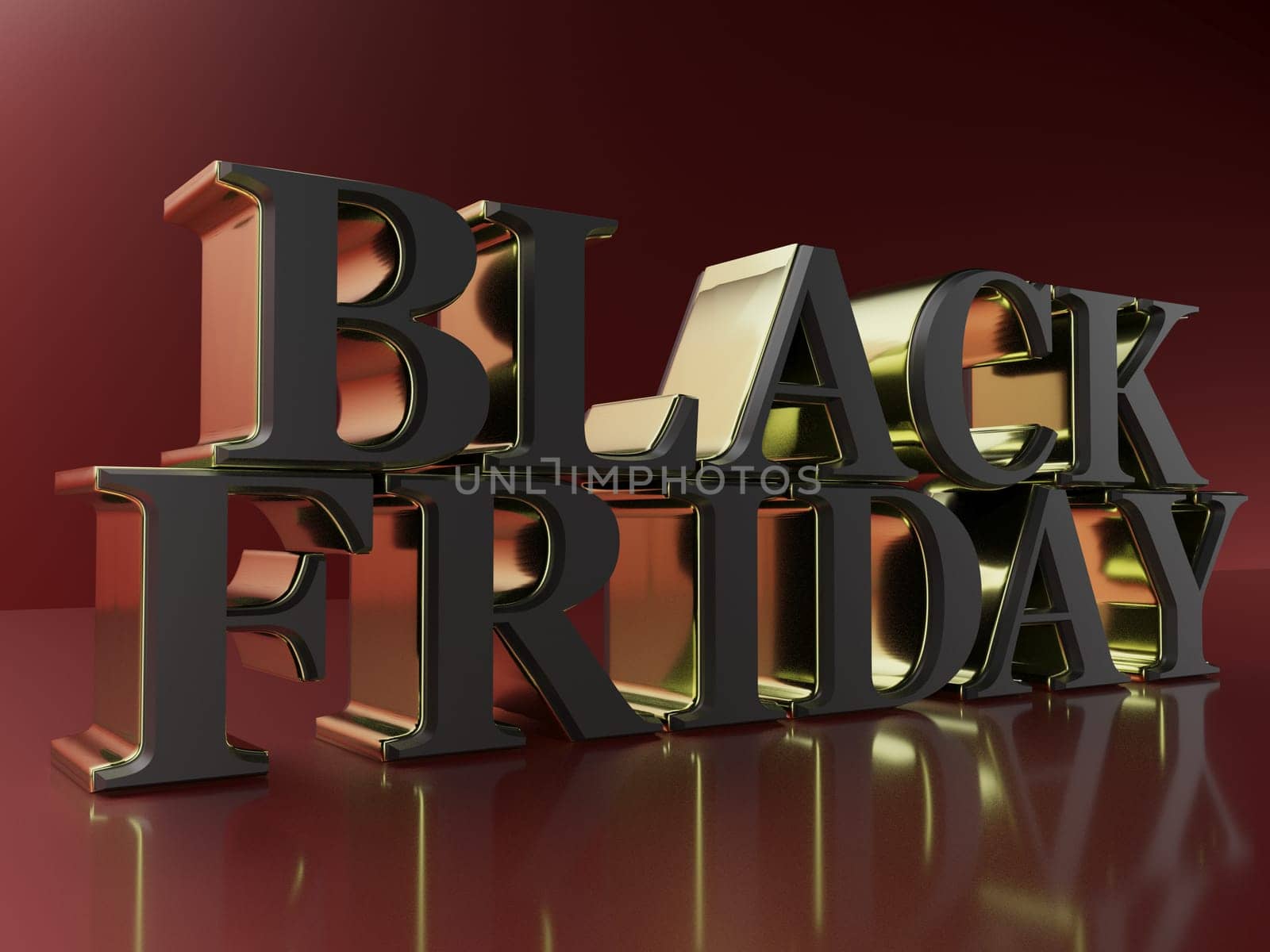 the words Black friday in big letterpress in 3d rendering