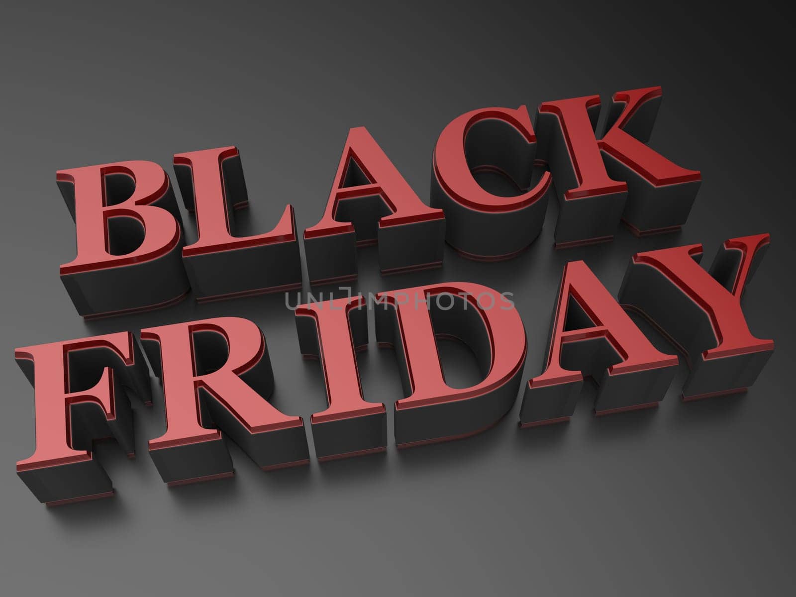 the words Black friday in big letterpress in 3d rendering