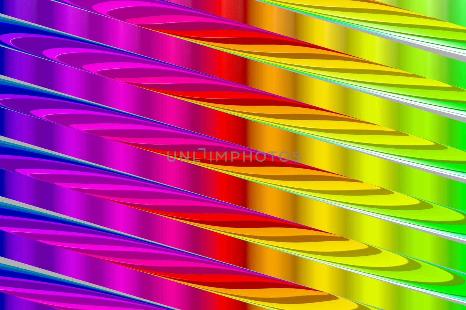 Abstract background with colorful vivid wavy lines with rainbow colors. 3D illustration background
