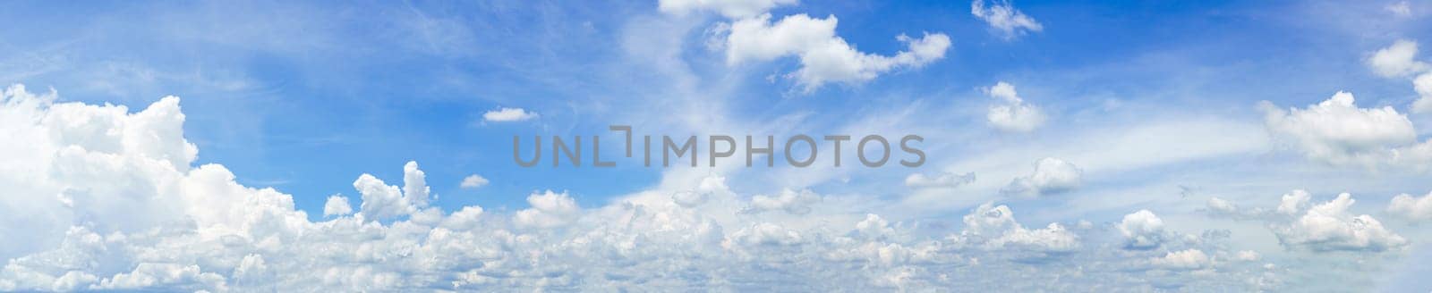 Panorama fluffy clouds in the blue sky, Panoramic fluffy clouds against blue sky