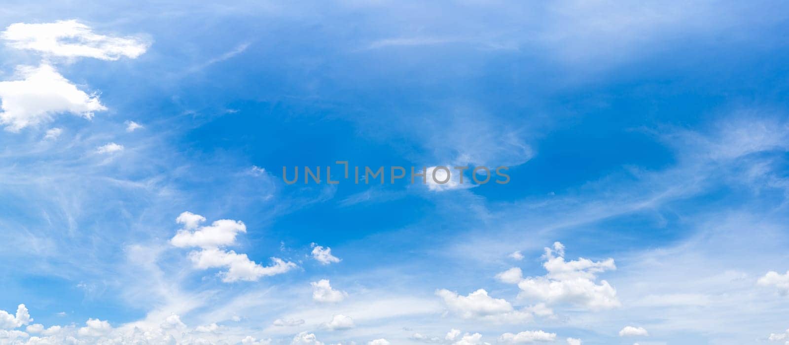 Panoramic fluffy clouds against blue sky ,Panorama fluffy clouds in the blue sky