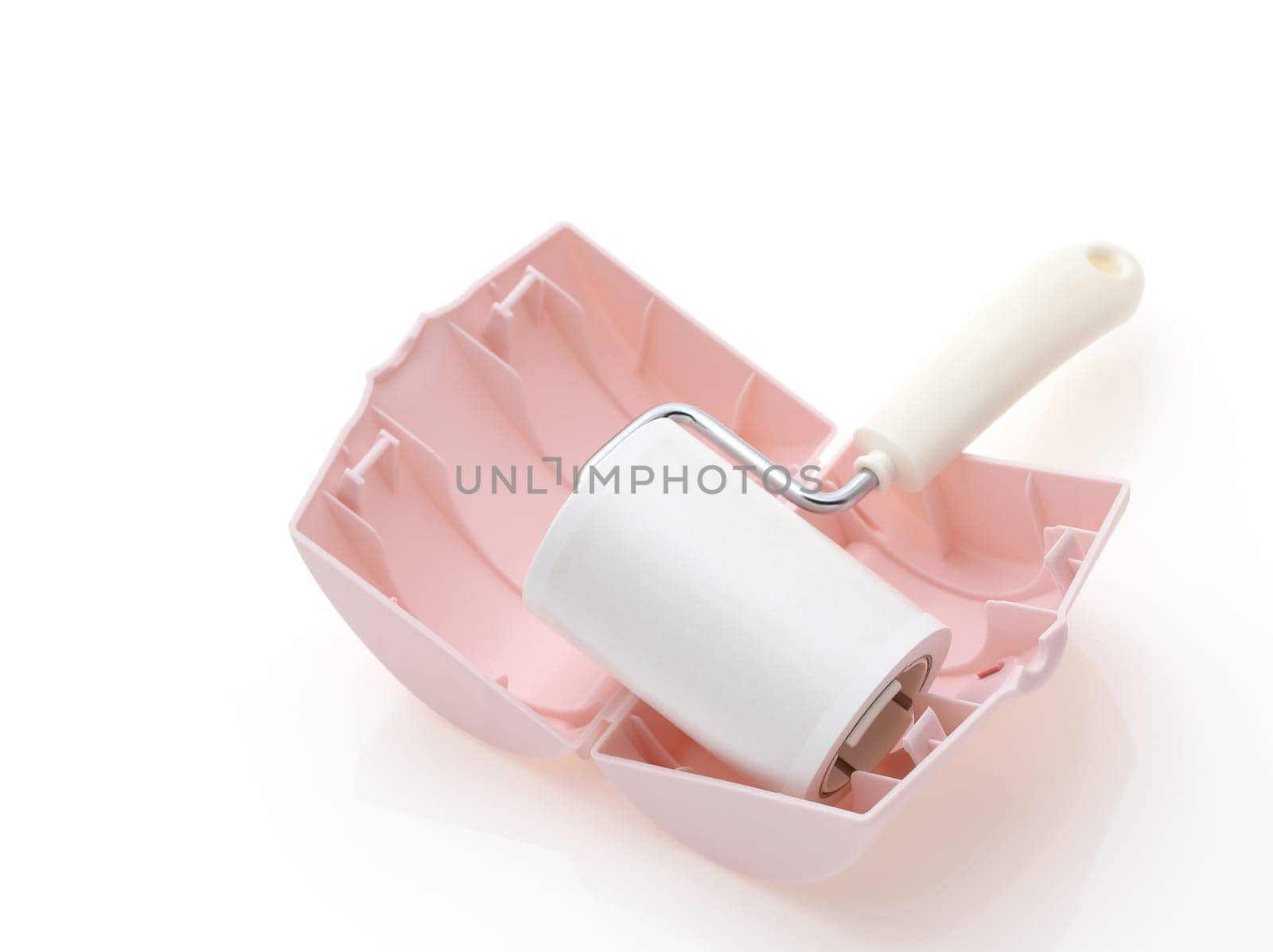 sticky roller cleaning, housework and housekeeping concept