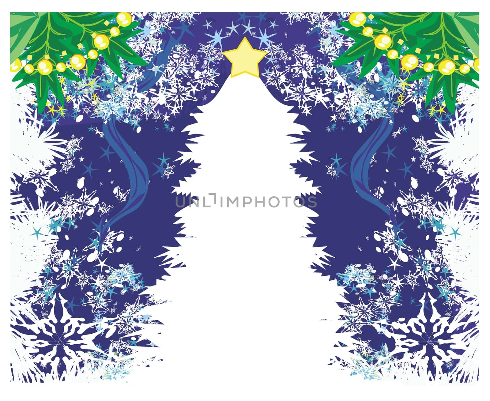 Abstract christmas tree card - decorative winter pattern