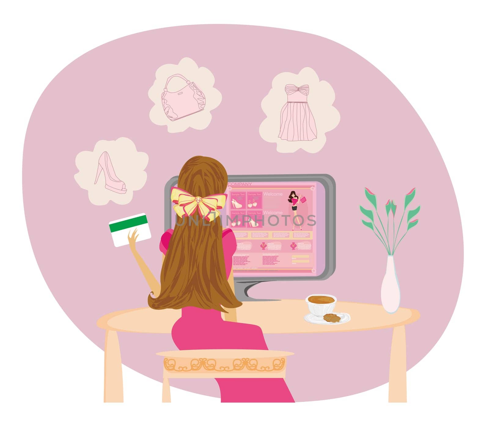 Woman with laptop and Online shopping
