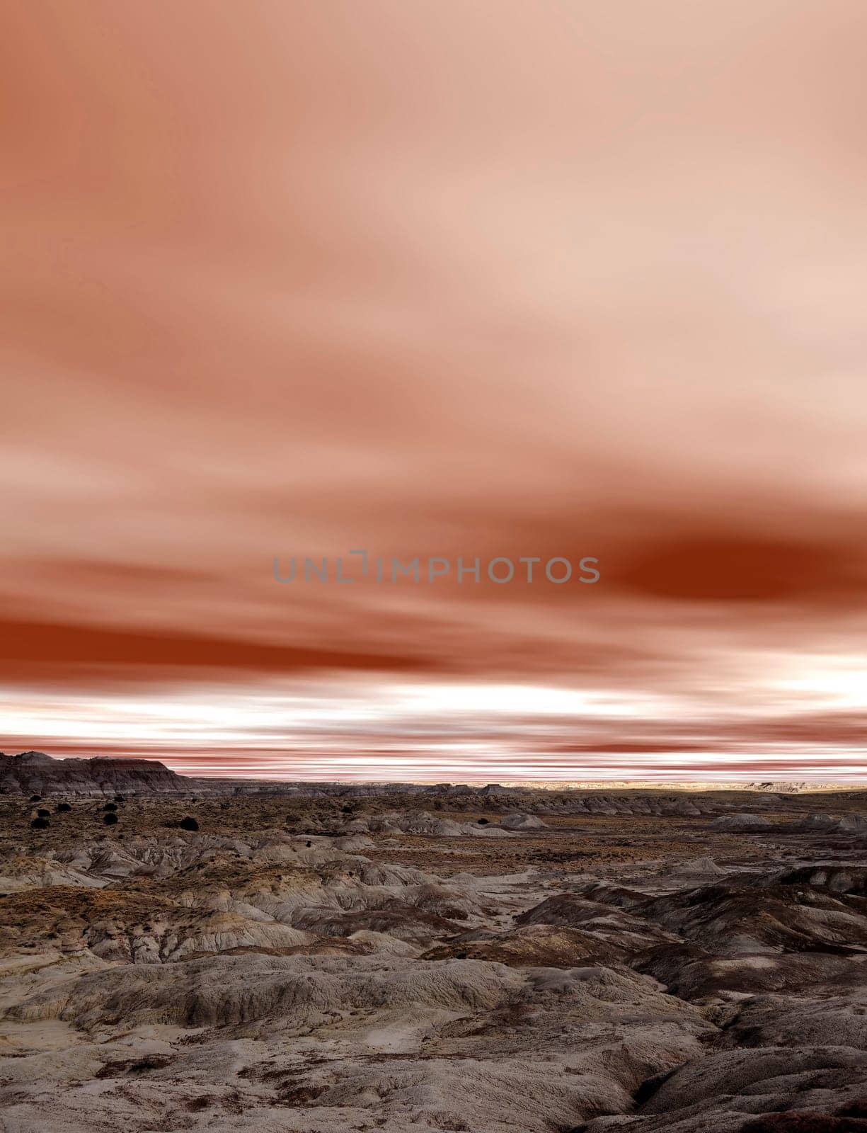 Ancient Scenic landscape of the ancient petrified forest in Arizona