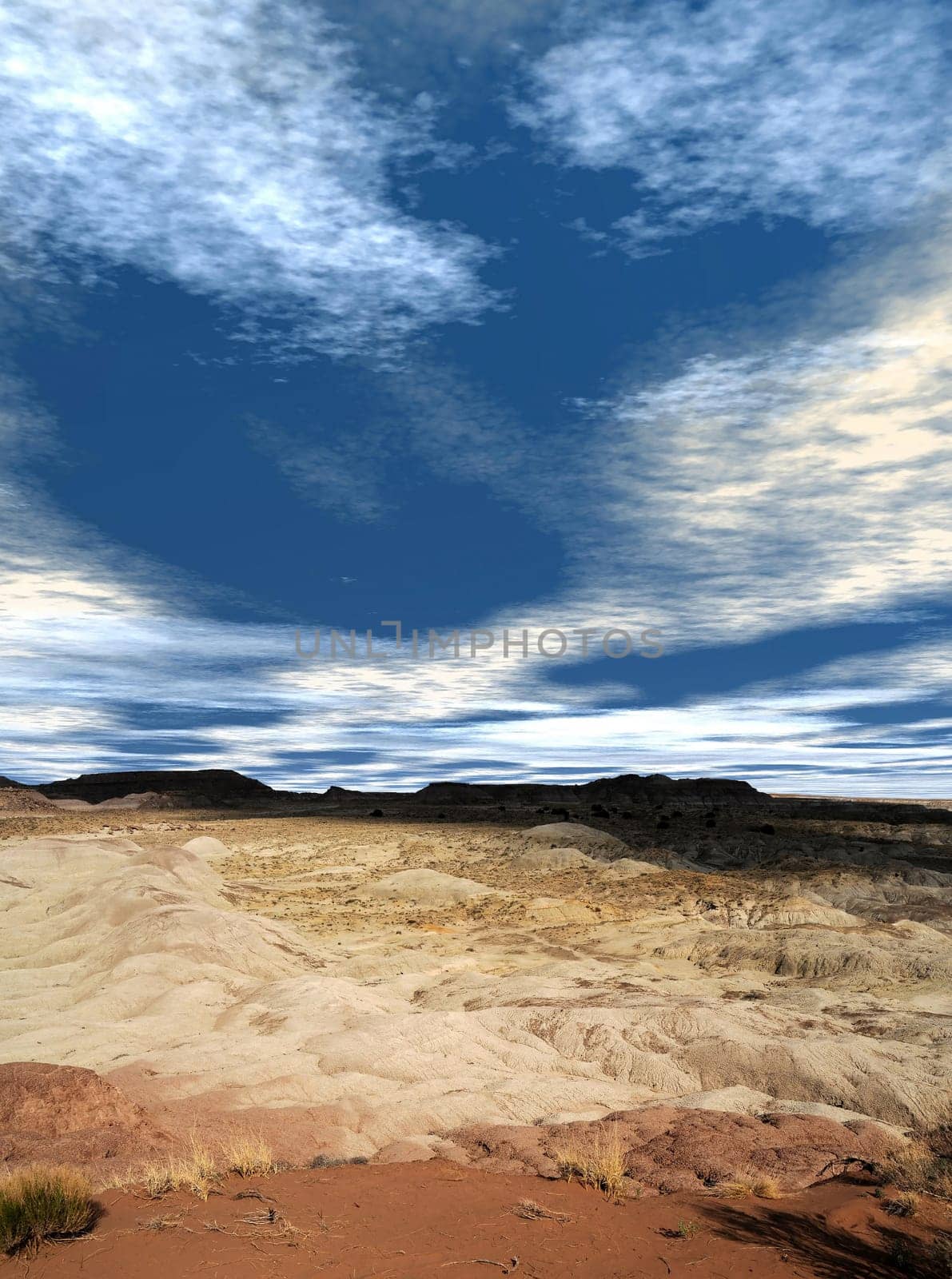 Scenic landscape of the ancient petrified forest in Arizona