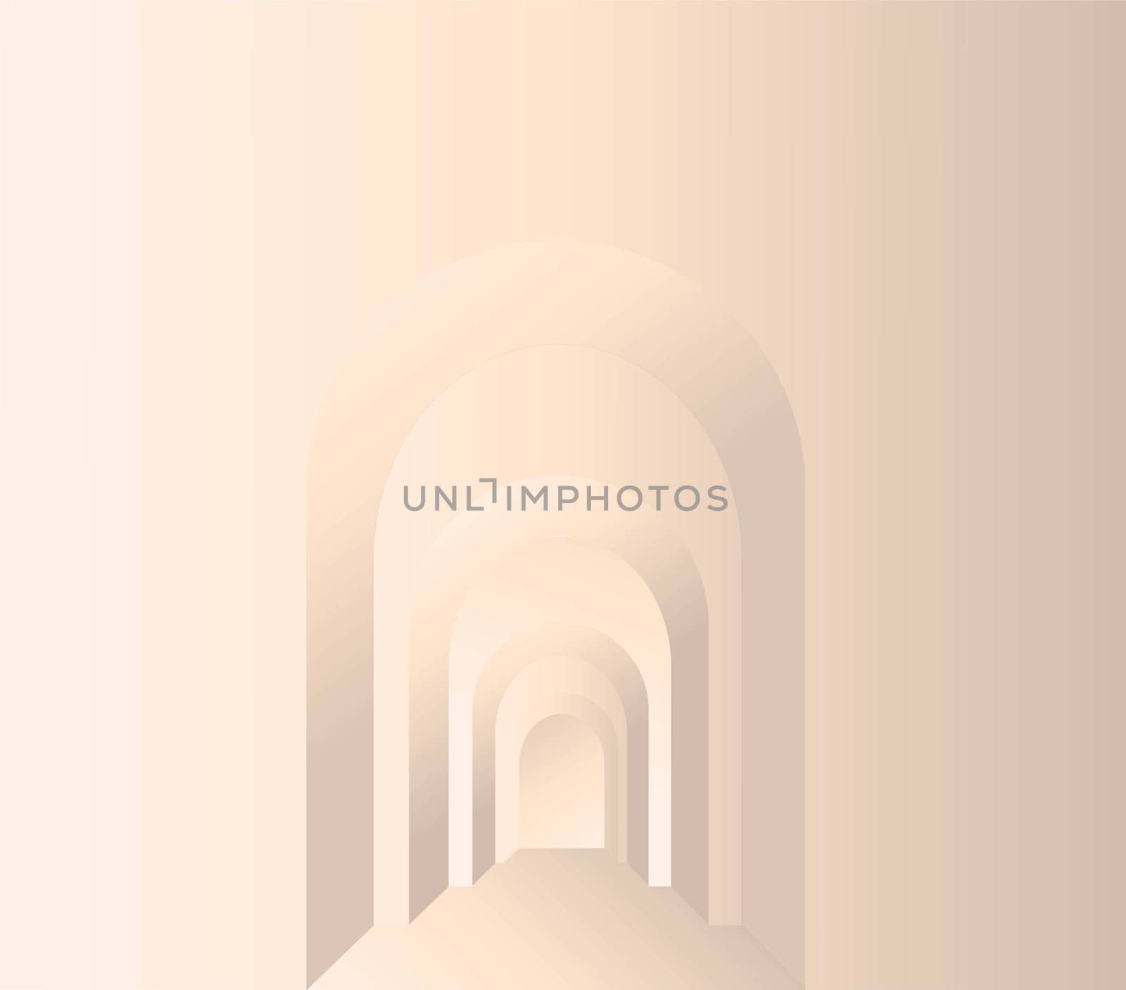 Arches 3d. Stage for product presentation. Delicate pink background.