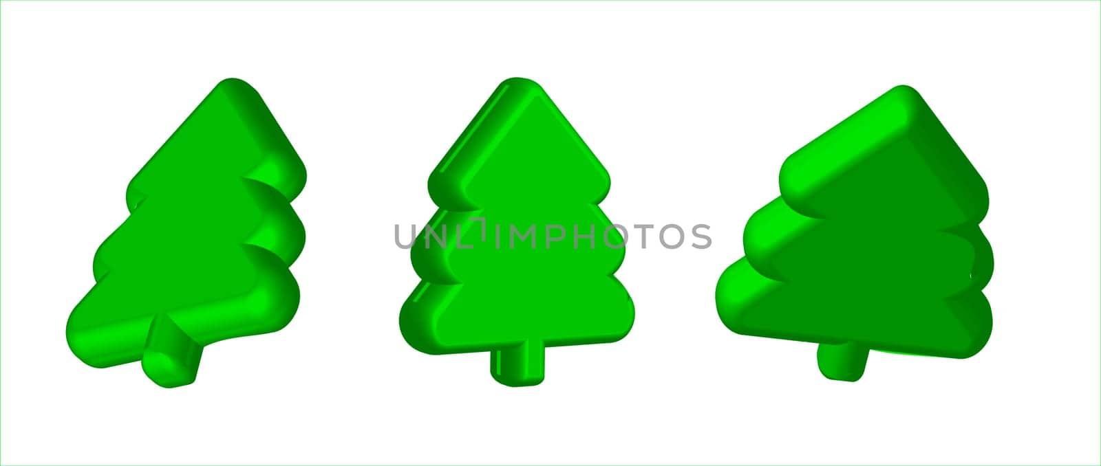 Bulky tree. Christmas tree figurine. 3d object. Vector illustration.