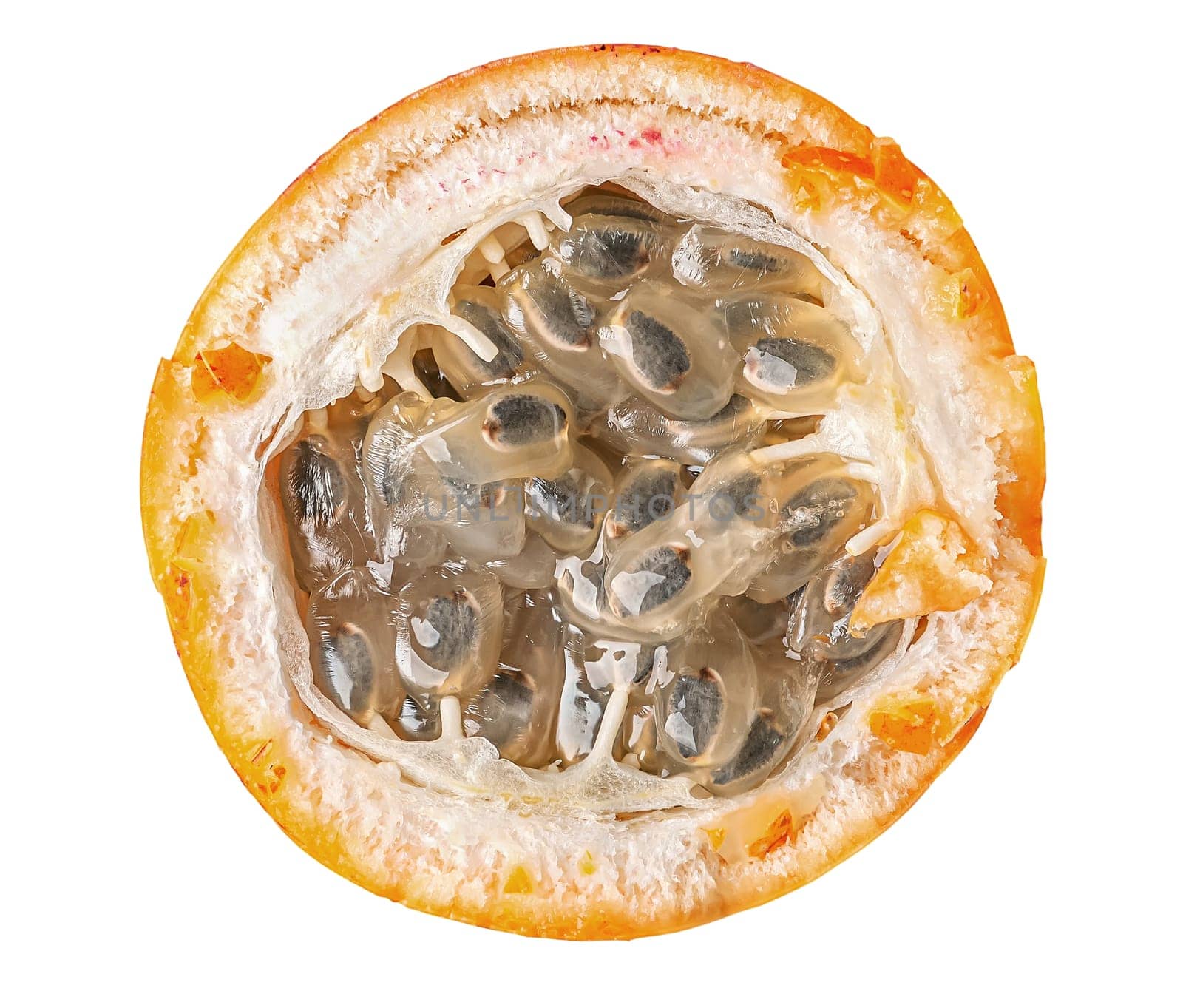 Half tamarillo top view isolated on white background