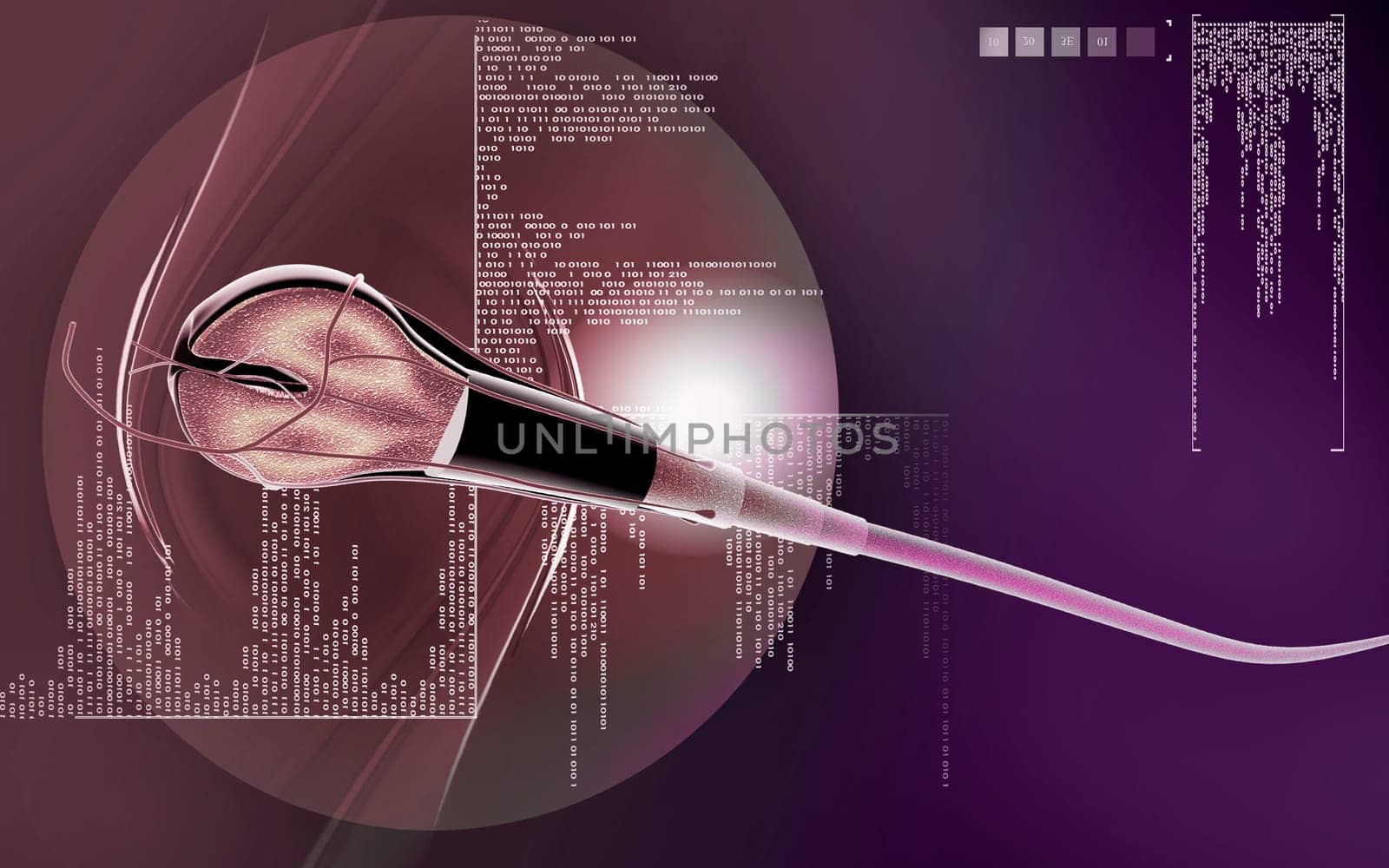 Digital illustration of hair in colour background