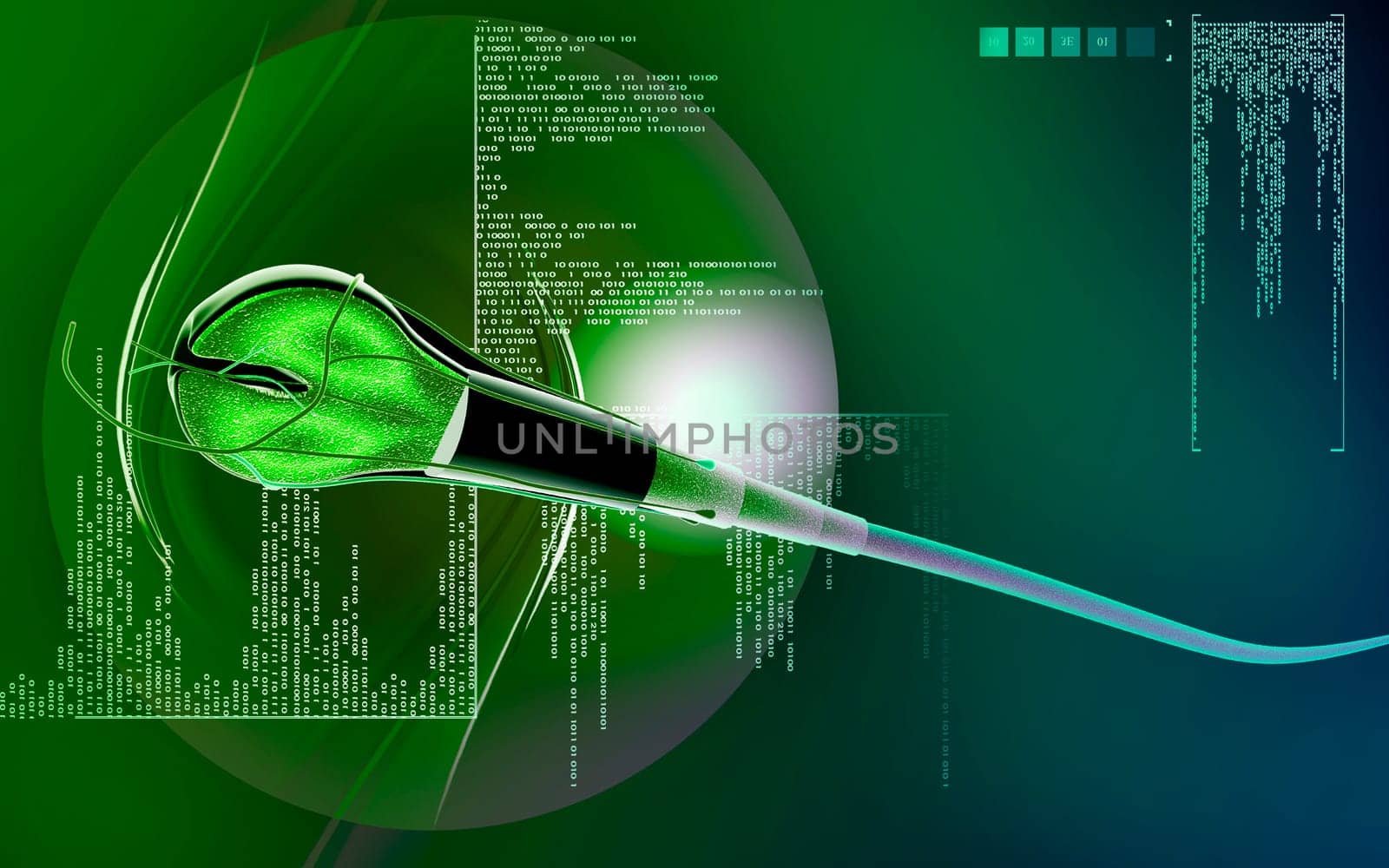 Digital illustration of hair in colour background