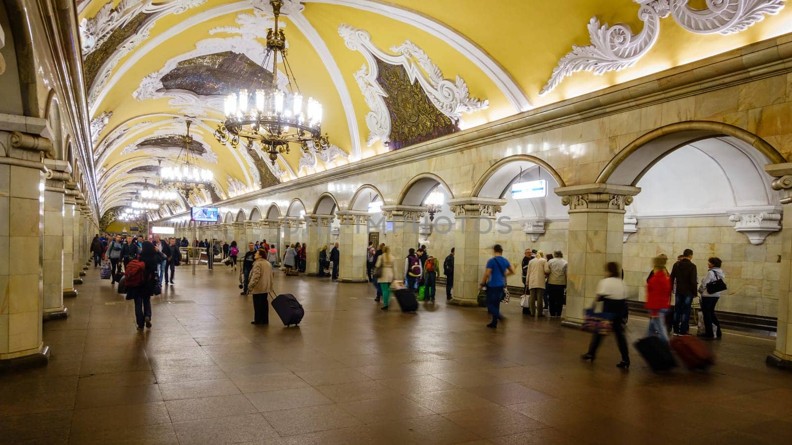 Moscow, Russia, September 10, 2016: Interior of one of the metro (subway) stations in Moscow, Russia