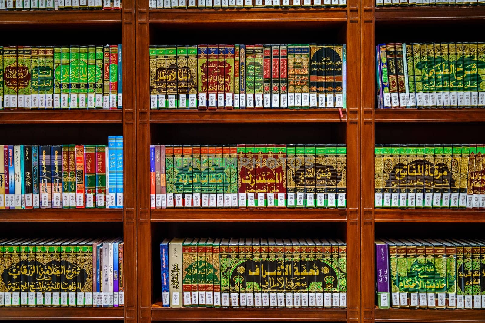 December 4, 2016, Muscat, Oman: bookshelves at the library of the Mosque Muhammad al-Amin