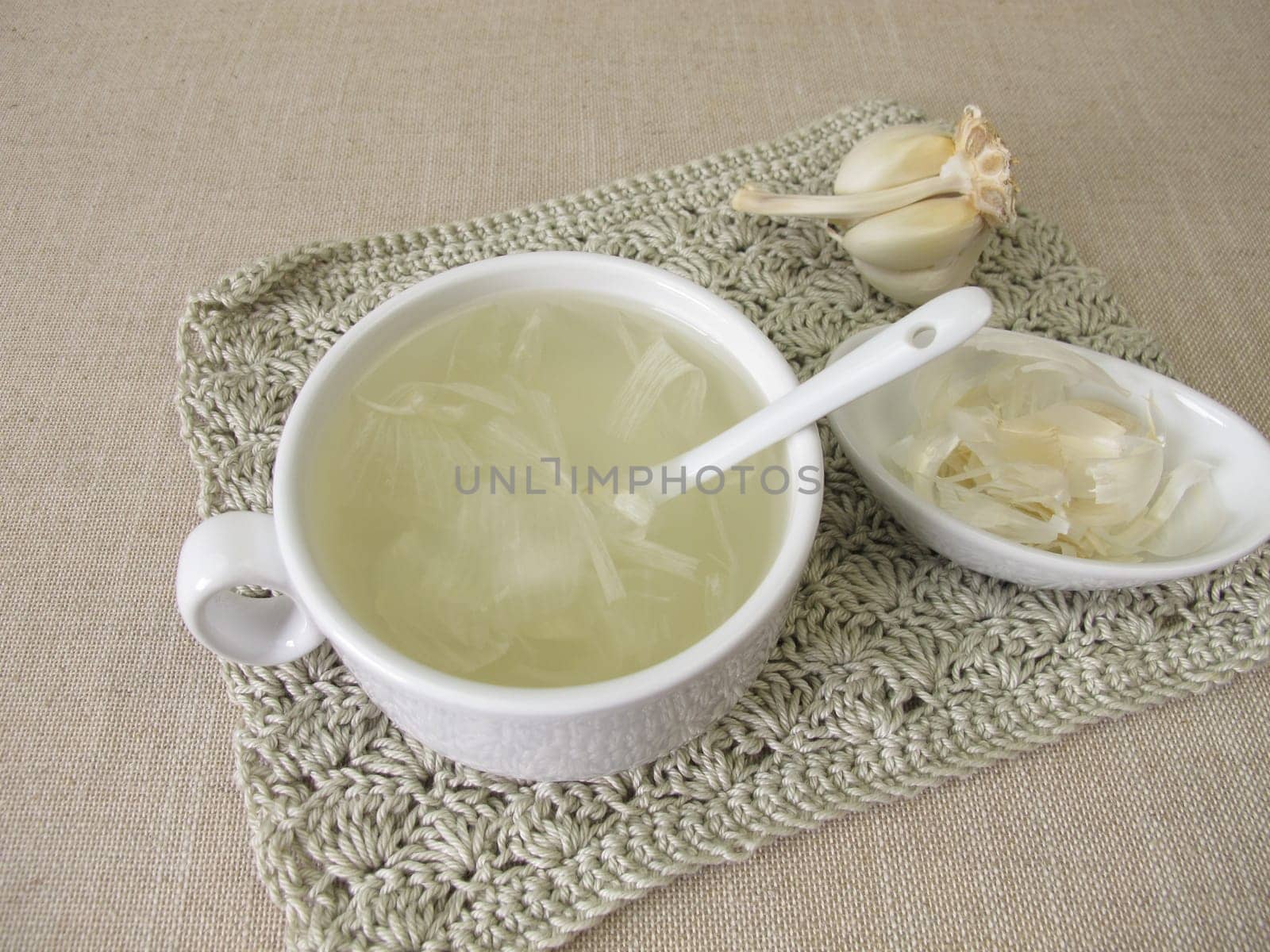 A cup of tea made from garlic peel