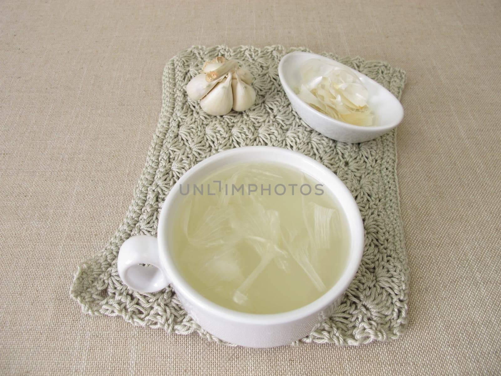 A cup of tea made from garlic peel