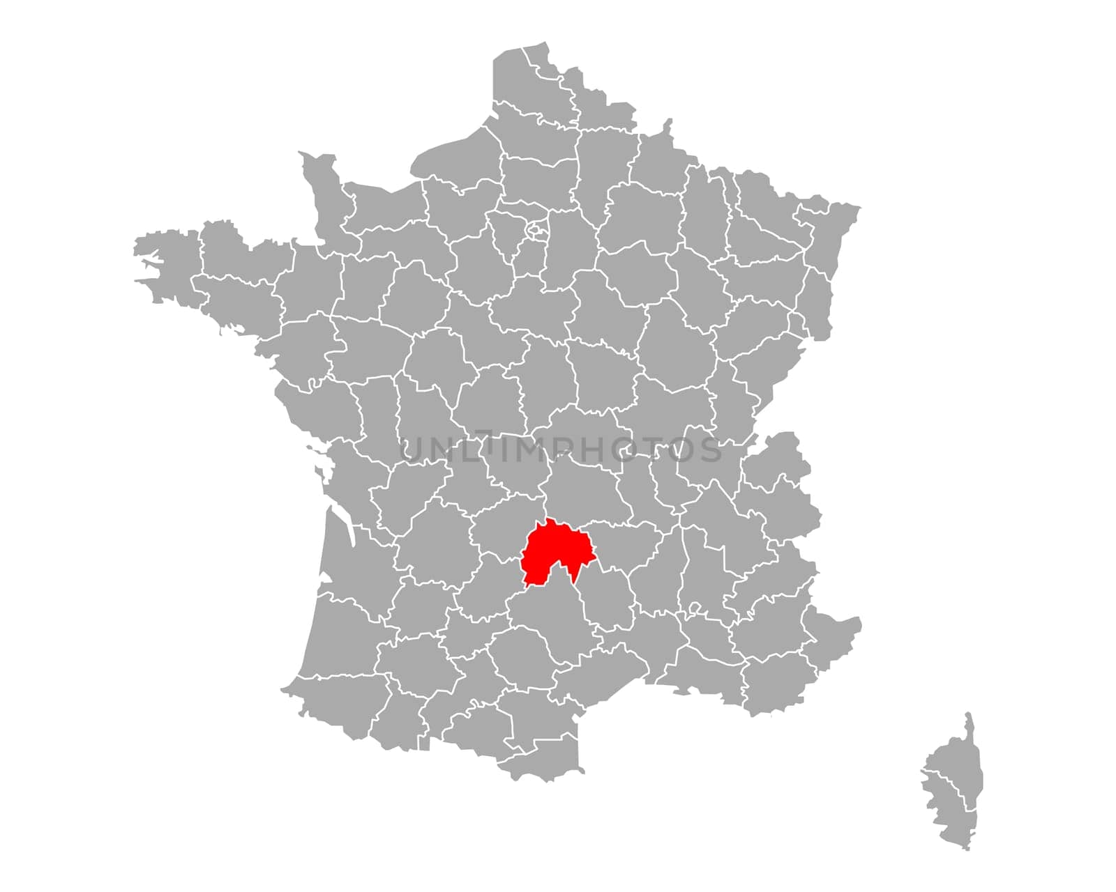Map of Cantal in France