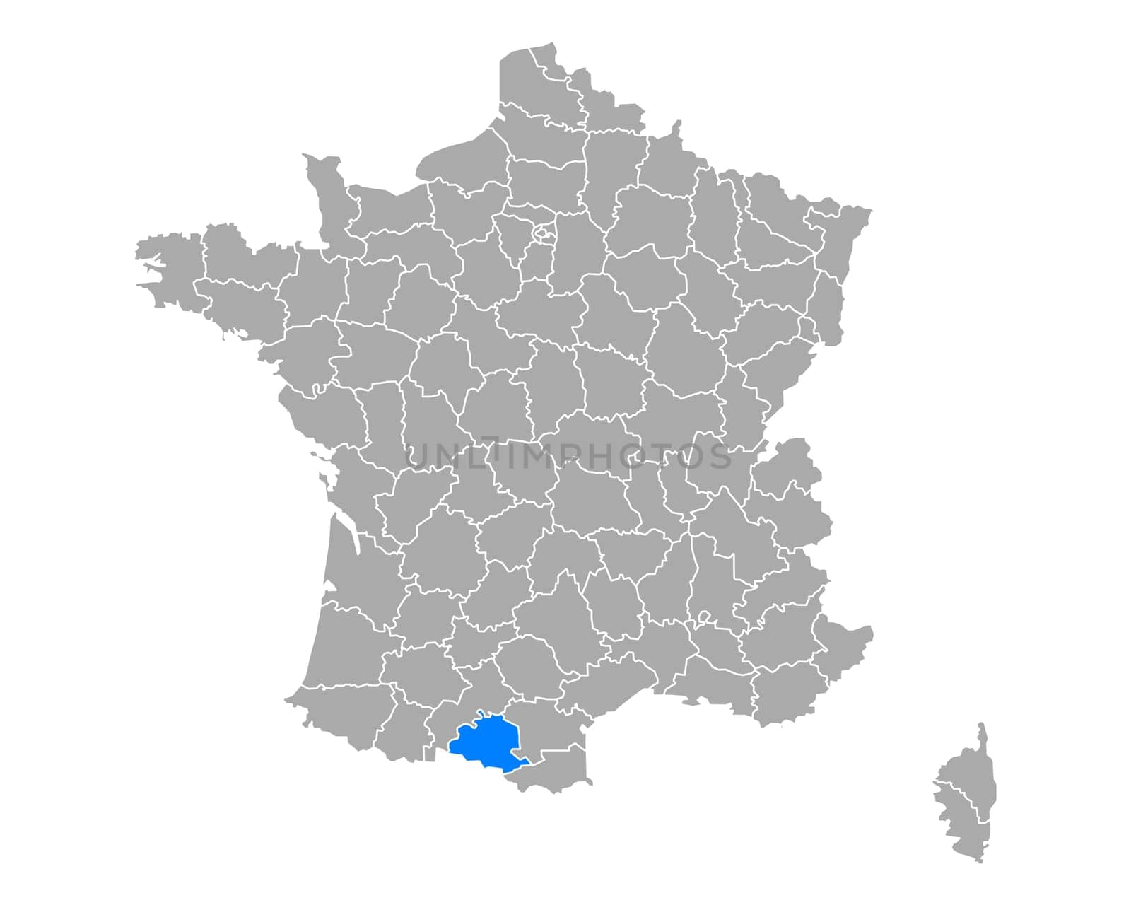 Map of Ariege in France