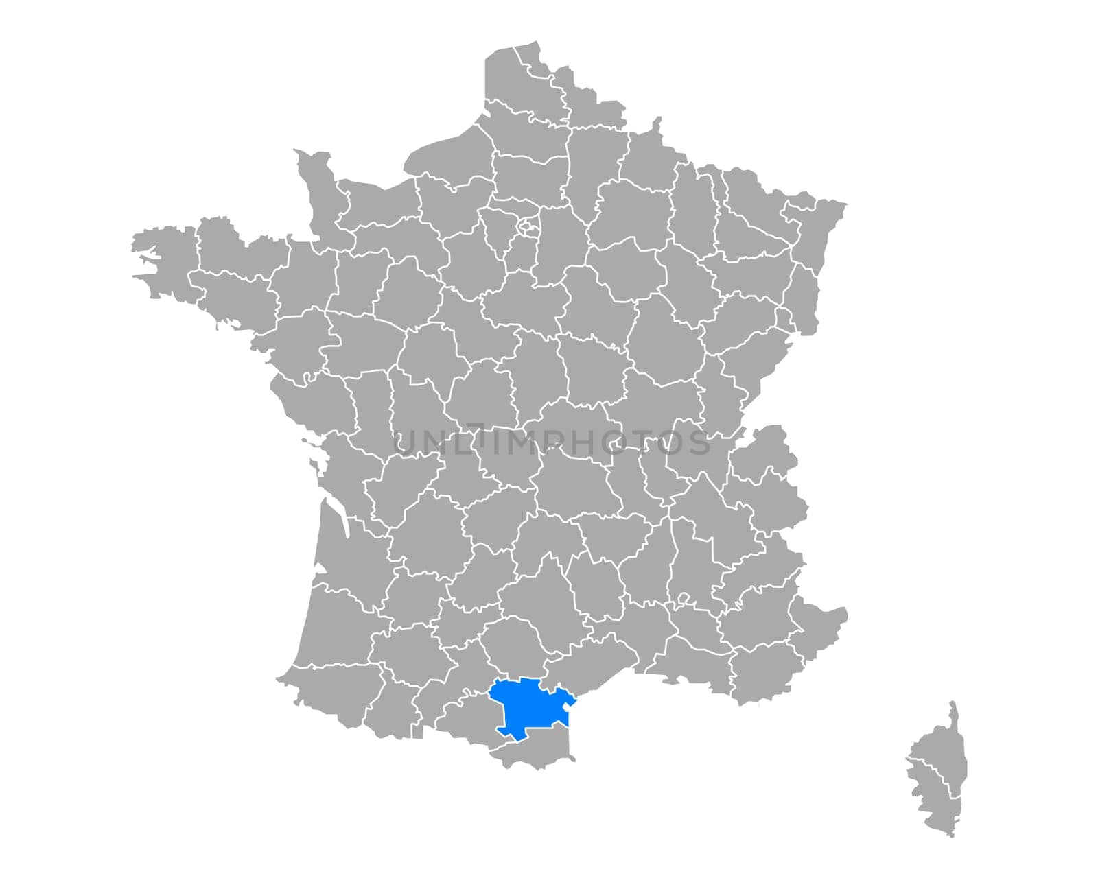 Map of Aude in France
