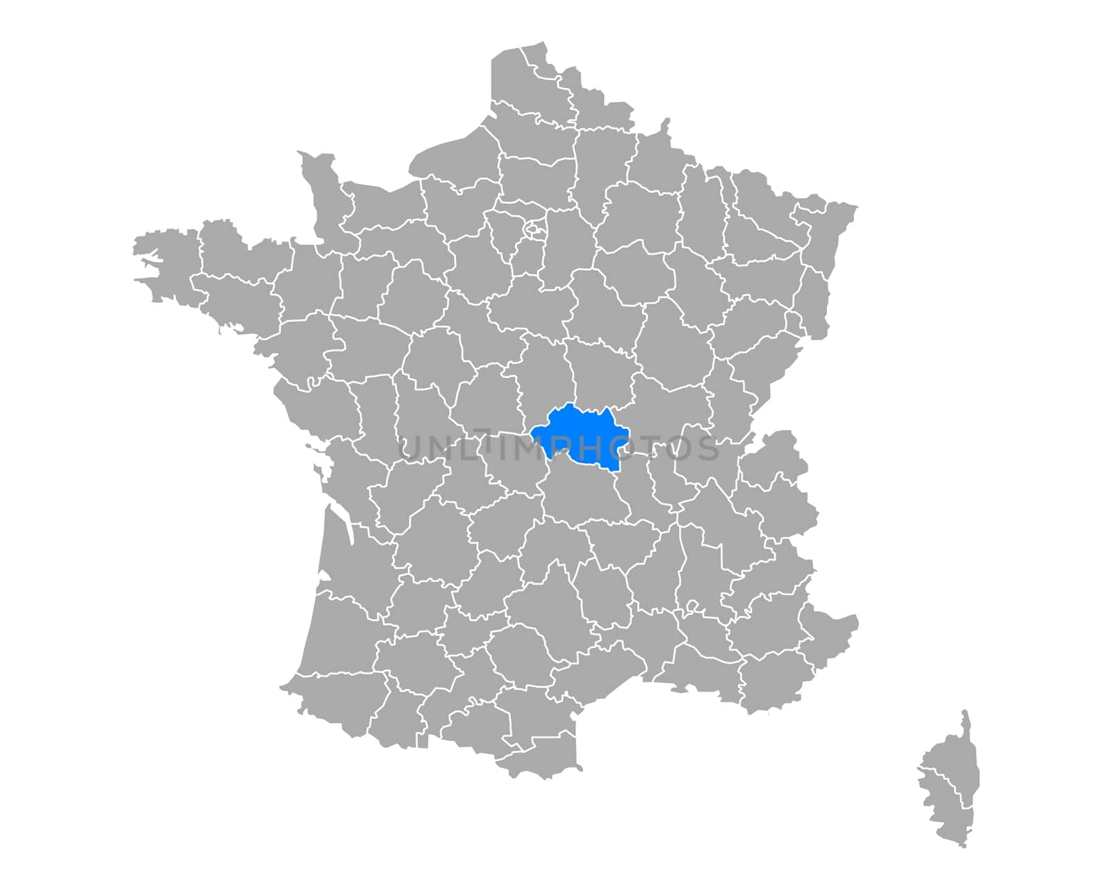 Map of Allier in France