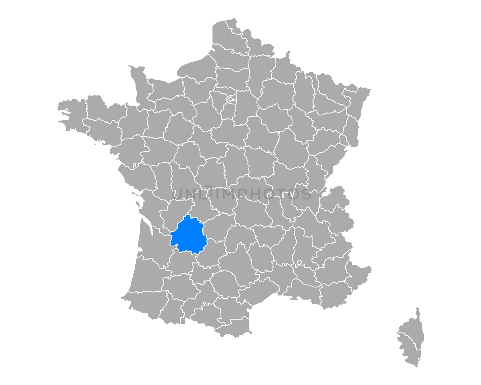 Map of Dordogne in France
