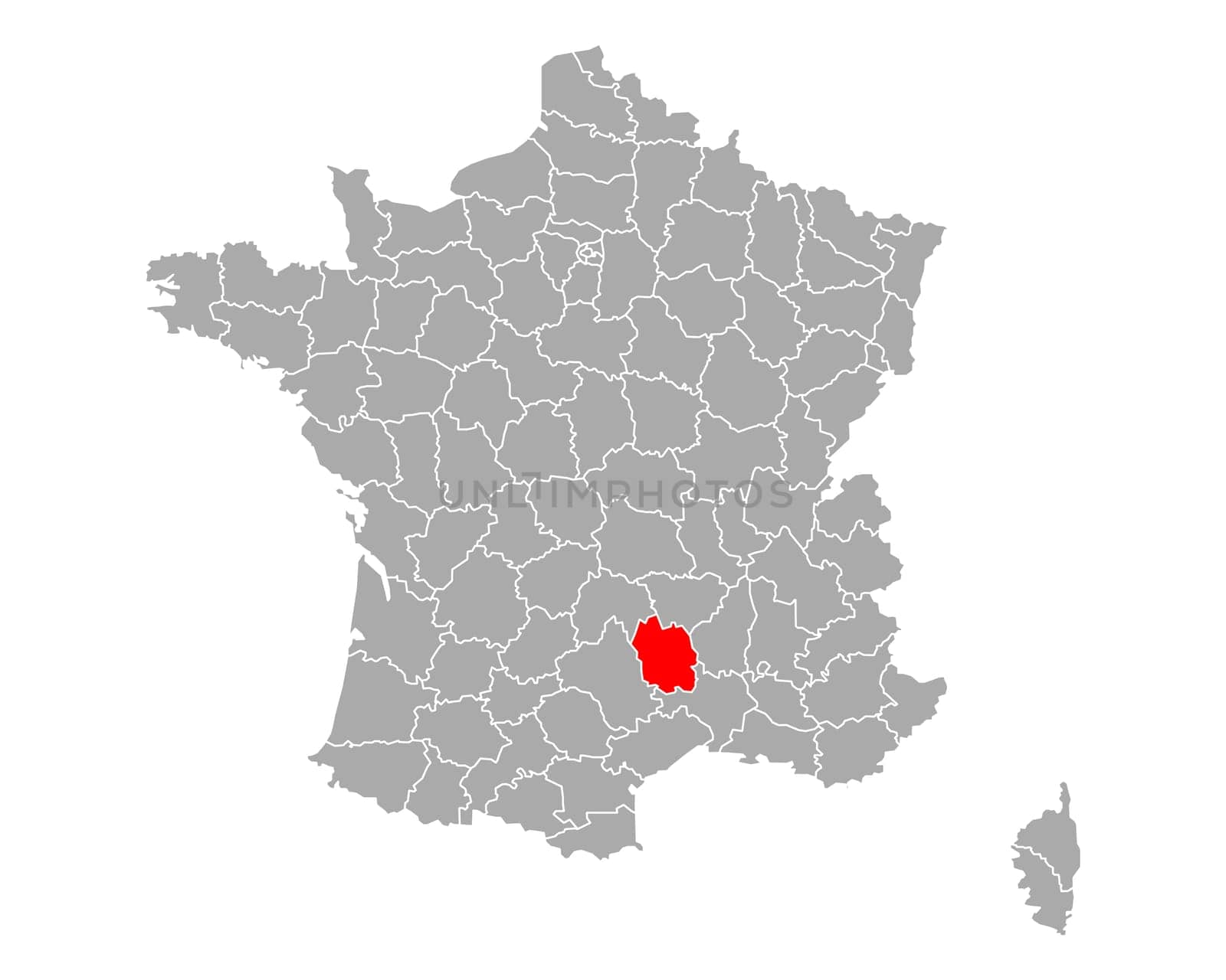 Map of Lozere in France