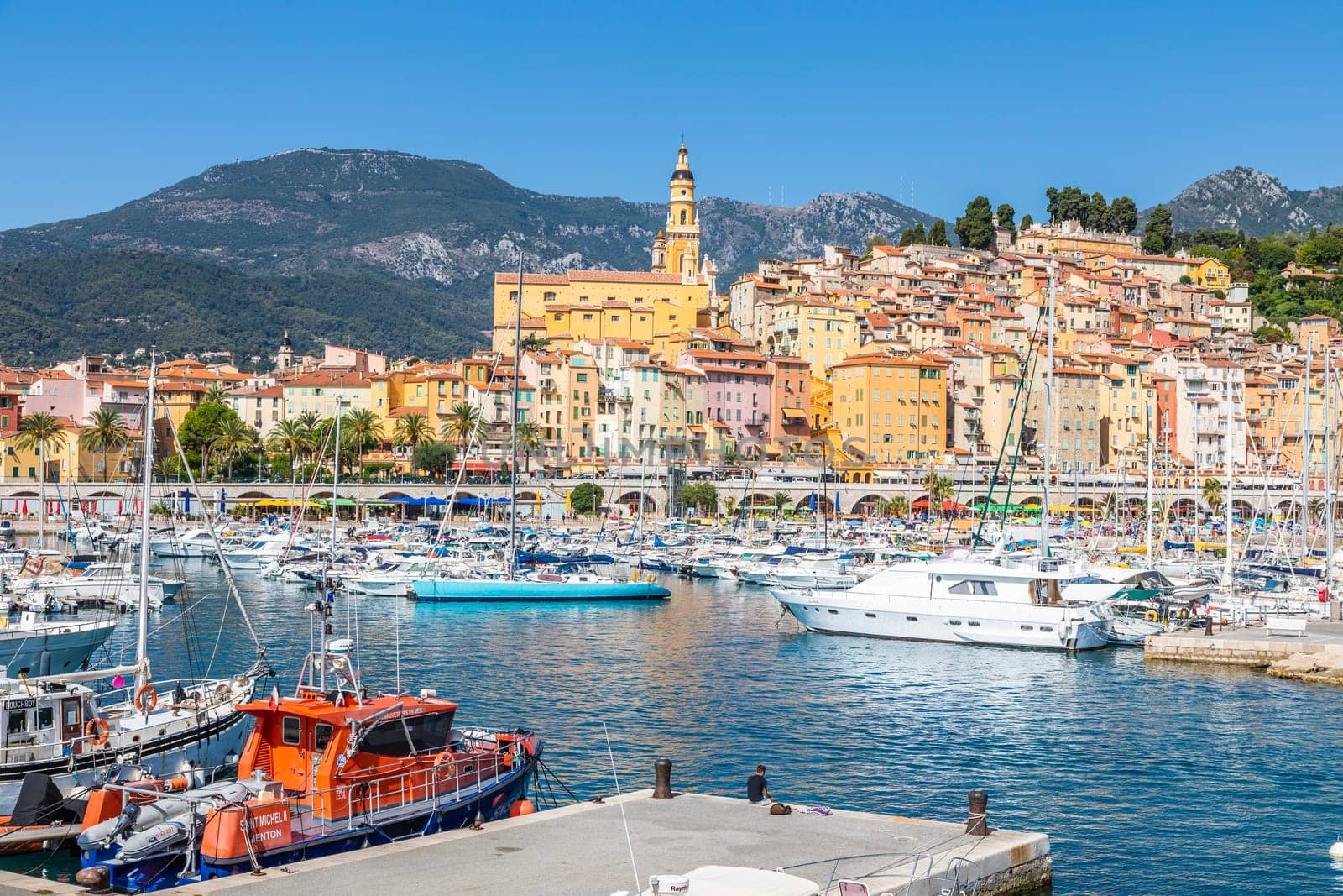 Menton, France - circa August 2021: view of the French Riviera, named the Coast Azur, located in the South of France.