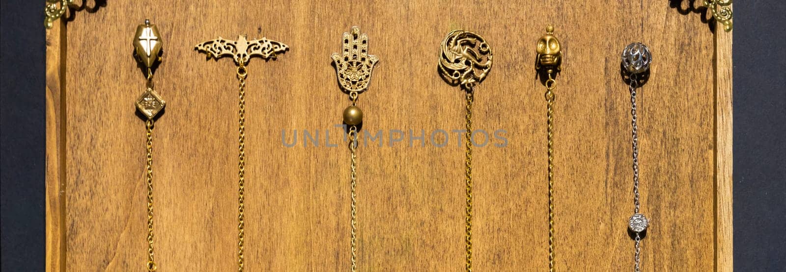 Esoteric magic pendulum collection. Vintage symbol of esoterism, withcraft and fortune-telling
