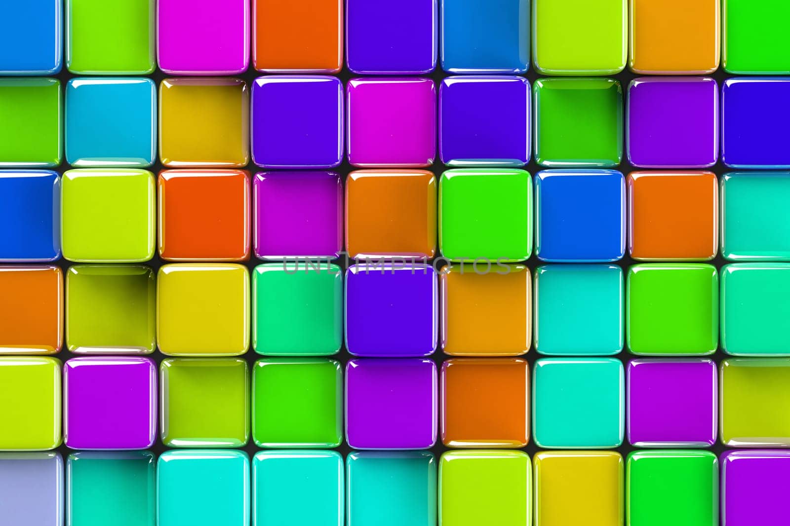 Abstract geometric background with brightly colored glass cubes of various height.