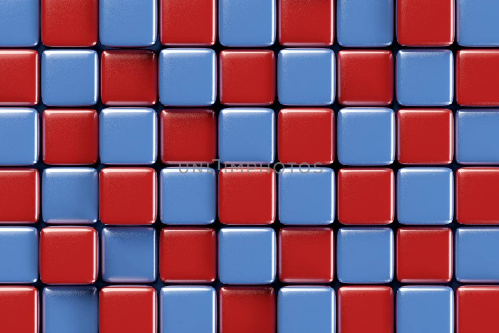 Abstract geometric background with brightly colored blue and red cubes of various height.