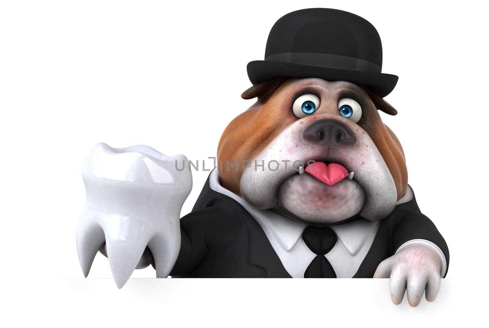 Fun bulldog - 3D Illustration