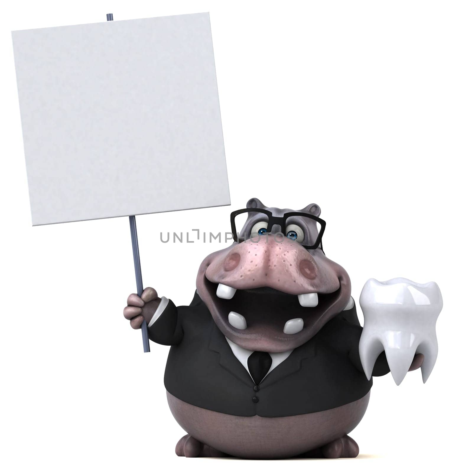 Fun hippo - 3D Illustration
