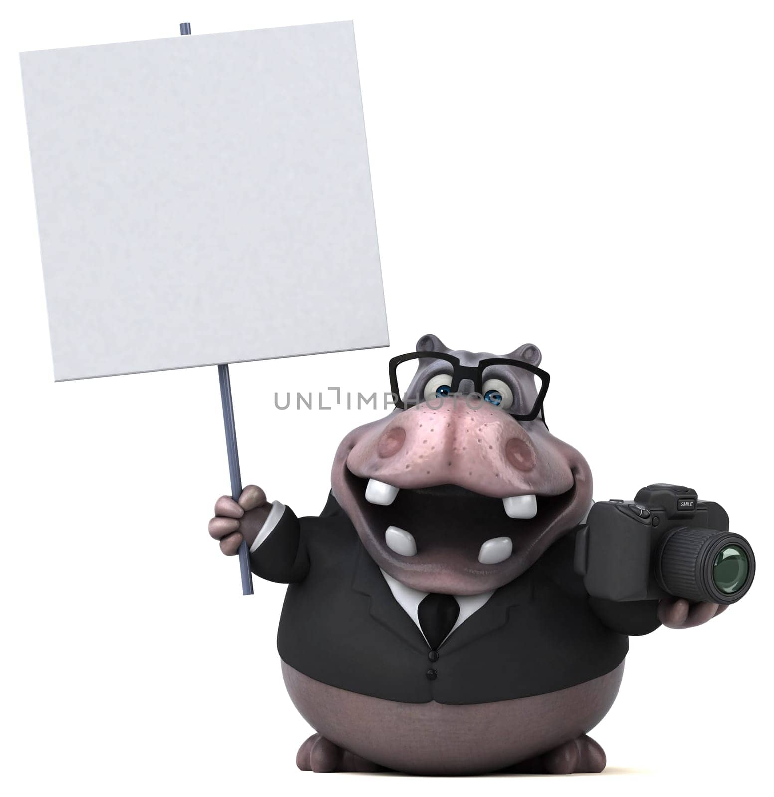 Fun hippo - 3D Illustration